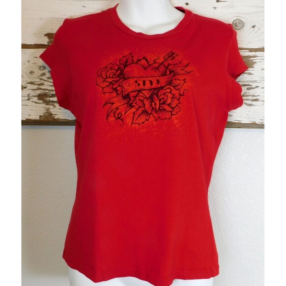 Double Dutch STYX Juniors Womens XL Graphic Band Tee Red Short Sleeve Cotton EUC - Picture 2 of 12